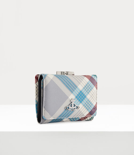 Vivienne Westwood Saffiano Print Small Frame Wallet in madras check